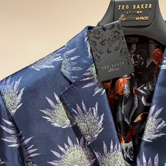 Ted Baker London Jacquard Floral Blazer Navy — Size 40R — NWT $785 - Picture 2 of 5